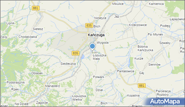 mapa Łopuszka Mała, Łopuszka Mała na mapie Targeo